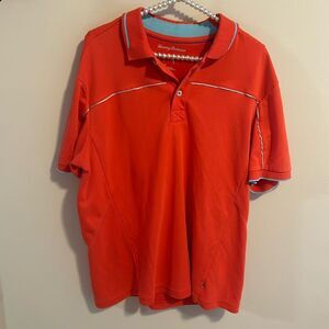 Tommy Bahama Reddish Orange Polo Shirt. Size Large